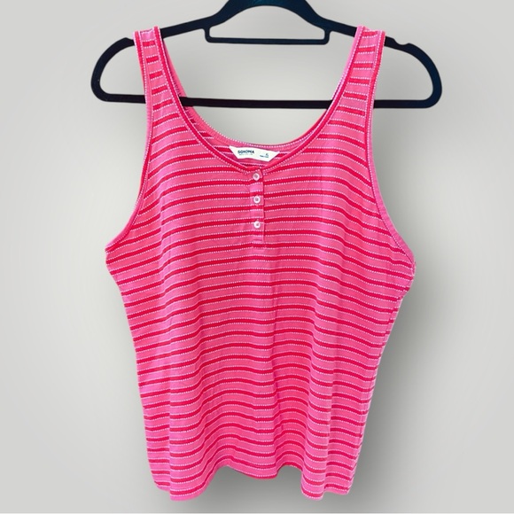 ๐ข5/$25 Sonoma Striped Pink/Red Tank Top - Picture 8 of 10